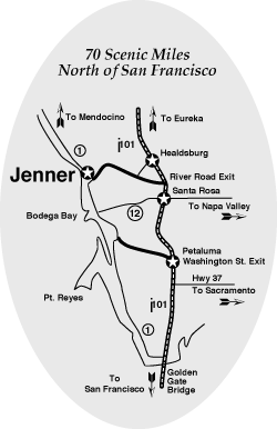 Map of 70 Scenic Miles north of San Francisco near Jenner, CA